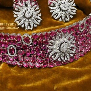 American Diamond Necklace with Vibrant stone setting